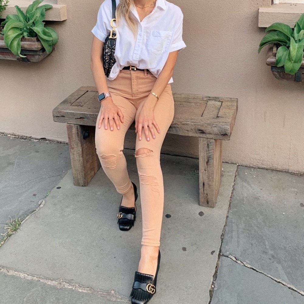 Topshop high waisted nude jeans